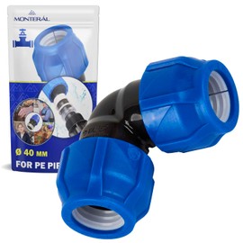 Elbow Adapter Ø 40 mm with 90° Angle Made of Polypropylene PP for Connecting Polyethylene PE Pipes - MONTERAL