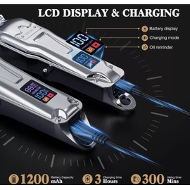 Ufree Professional Hair Clippers & T Blade Trimmer Cordless Full Metal -LCD Display