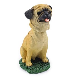 Animal Den Pug Fawn Dog Bobblehead Figure for Car Dash Desk Fun Accessory