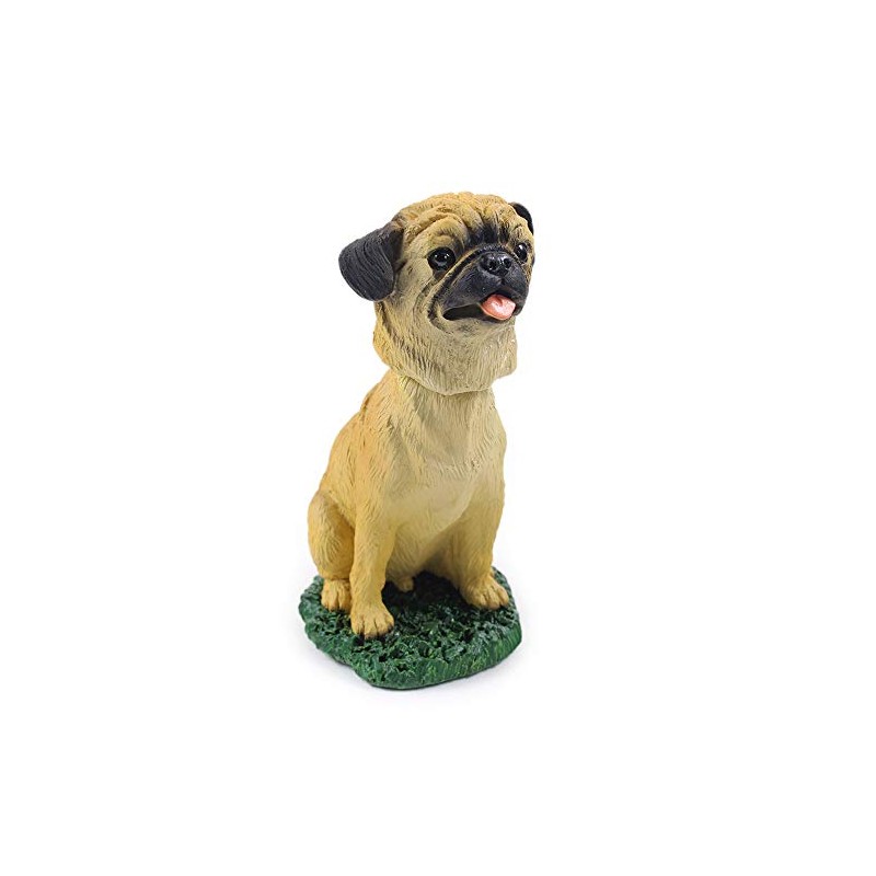 Animal Den Pug Fawn Dog Bobblehead Figure for Car Dash