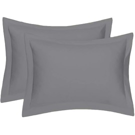 Oxford Pillow Cases 2 Pack Soft Luxury Bedroom Pillow Cover Pair (Grey)