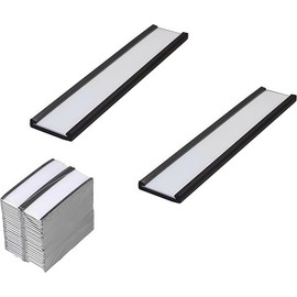 Juego de 30 Portaetiquetas Magnéticos Loopunk - Porta tarjetas con Imanes y Protectores de Plástico Transparente de 7.5 x 2.5 cm para Estantes de Metal y Pizarras