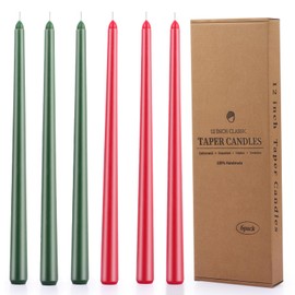 12 Inch Taper Candles Set of 6 Unscented Long Burning Smokeless Long Tall Tapered Candles for Candlesticks Sticks Wedding Home Christmas Decor Dinner