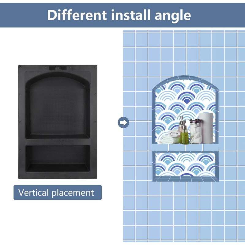 Uni-Green Recessed Shower Niche 17X25 Arch Double Shelf-Shower Cube for