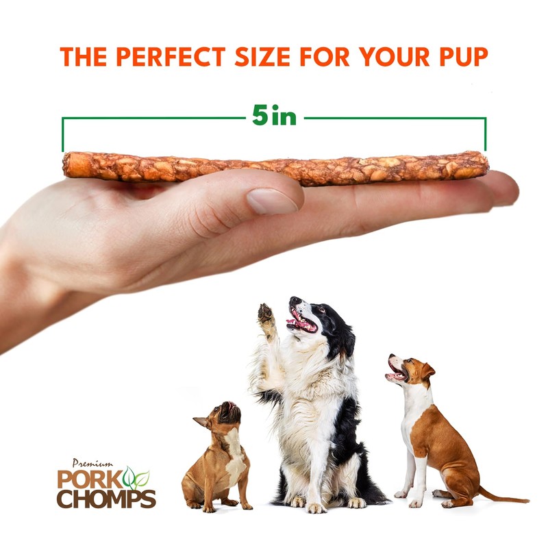 Pork Chomps Dog Chews, 5-inch Munchy Sticks, Assorted Flavors, 50