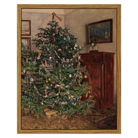 ARPEOTCY Vintage Christmas Framed Wall Art, 8x10in, Antique Winter Christmas Tree Canvas Wall Decor Paintings for Living Room, Rustic Country Holiday Prints for Bedroom Bathroom, Christmas Gifts