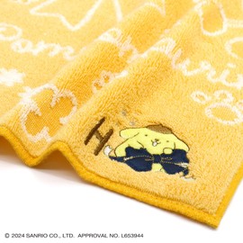 Towel Museum Sanrio Big Ribbon Pom Pom Pudding, Towel Handkerchief, YH, Yellow, Initial H, 28-2030072, Approx. 9.8 x 9.8 inches (25 x 25 cm)