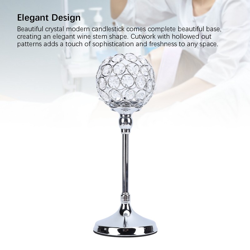 Crystal Candle Holder Ornament Tall Elegant Crystal Silver Candlestick for