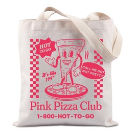 JTOUK Retro Pink Song Lyrics Inspired Tote Bag Music Lover Gift Campy Singer Fans Gift Women Music Tour Gift (Pink Pizza Tote EU)