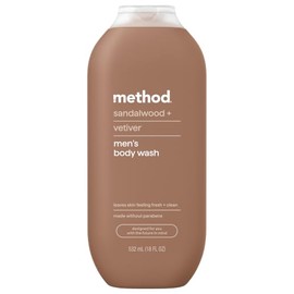 Method Men Body Wash, Sandalwood + Vetiver, Paraben and Phthalate Free, 18 fl oz (Pack of 1)