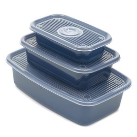 Home Basics Plastic Meal Prep Set, Blue | Perfect for Preparing a Large Meal | Great for Storing Leftovers | Use for Work Lunches | Microwave Safe (SC37549)