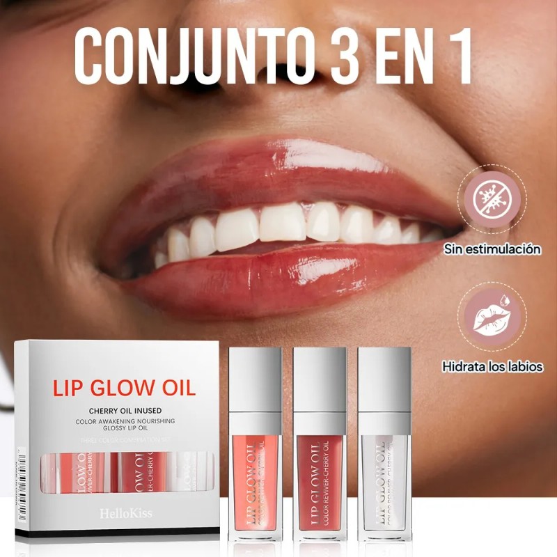 Set De 3 Aceites Para Labios Lip Glow Oil Gloss