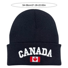 ZUYYON 2 Pcs Canada Maple Leaf Beanie Hats Embroidered Canada Flag Beanie Hat Canadian Themed Winter Warm Patriotic Knit Cap(Black, Red)