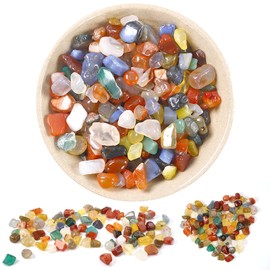 HIKPACKER 300 g Mix Agate Gemstones Set, 9 mm - 12 mm Mini Colourful Natural Stone Tumbled Stones, Semi-Precious Stones in Various Shapes, Irregular Gemstone for Aquarium, Flower Pot, Decorative