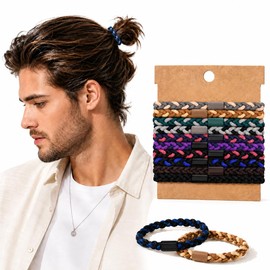 10 Pcs Bracelet Braided Hair Ties for Thick, Curly Hair, No Crease No Damage Coils for Men's Buns & Women's Long Hair