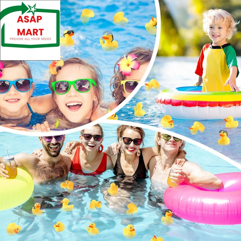 Fingertip WD 50 Pcs Rubber Ducks with Sunglasses,Squ