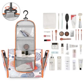 FOREGOER Large Travel Toiletry Bag Hanging Toiletry Bag for Men and Women Polka Dot, orange, WOMEN