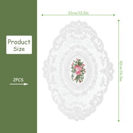 Rumyve 2pcs Vintage Lace Placemats,Handmade Cotton Crochet Doily Lace Placemats,and Coasters for Family Weddings
