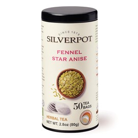 Silverpot Fennel & Star Anise, 50 Round Tea Bags, Tin | Gourmet Herbal Tea | Caffeinated | Enjoy Hot or Iced