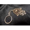 HAMSA HAND KEYCHAIN ~ Bronze Tone Metal Pendant Key Chain