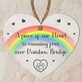 Memorial Heart Plaques for Pet Loss - "Paw Prints Left by You" and Other Touching Poems - Pet Bereavement Gifts for Dog and Cat Owners (Mdf Wood Indoor Use Only 10cm x 9cm, A piece of our heart)