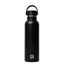 KINETICO SPAIN S.L.U. SAFTA Schwarz - Thermosflasche, Wasserflasche, Edelstahl, doppelt isoliert, 12 Stunden Heißgetränk und 24 Stunden Kaltgetränke, 7,3 x 25 cm, 600 ml, Schwarz, M, Casual
