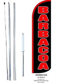 R and R Industries BARBACOA King Flag Sign With Complete Hybrid Pole set