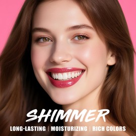 LANGMANNI 10 Colors Sparkling Lipstick Set With Angled Tip | Diamond-Reflective Shimmer & Long Lasting Gloss | Smooth Glow Lip Color Sticks, Gift-Ready for Women Girls