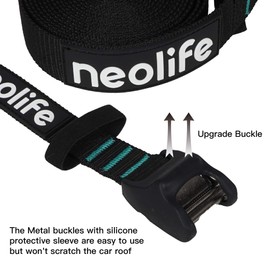 WONITAGO Premium 'No Scratch' Silicon Tie Down Cam Straps for Surfboards, Kayaks, SUP Paddleboards, Canoes, Snowboards 12ft (Pair)