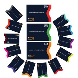 Boxiki Travel RFID Blocking Sleeves, Set with Color Coding, Navy Blue, Unisex Wallet, Protects Credit Cards and Passports