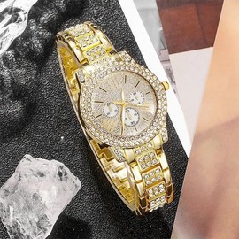 OKONOS Women's Gold Quartz Watch and Jewelry Gift Set with Bracelet Necklace and Earrings