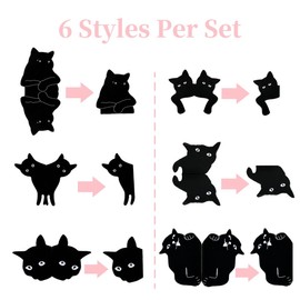 6 Pieces Cute Black Cat Magnetic Bookmarks - Cute Book Markers Clip Set for Women Teachers Students Book Lovers Reading, for School Office Home Supplies, Book Lovers Gifts (A)