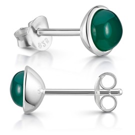 Materia by Matthias Wanger Gemstone Stud Earrings 925 Silver for Women Rhodium-Plated, Sterling Silver