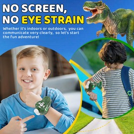 Dinosaur Walkie Talkies for Kids 2 Pack Camping Gear T-Rex Outdoor Toys for Boys Age 3-12 Year Old 3 Channel Long Range Birthday Gifts Easter Christmas Stocking Stuffers