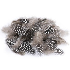 ENLACE Pack of 100 Guinea Fowl Feathers, Feathers for Crafts, 4.5-10 cm, Natural Speckled Feathers, Craft Feathers for DIY Earrings, Wedding, Dream Catcher, Headdress Feathers, Natural Colour