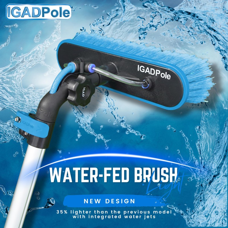 IGADPole 17 FT Water-Fed Washing Kit with Soap-Dispenser, Brush, 10″