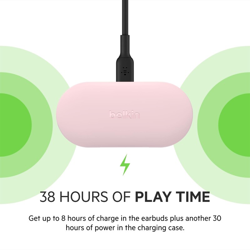 Belkin SOUNDFORM Play Fully Wireless Earbuds, Bluetooth 5.2, 6mm Drivers,