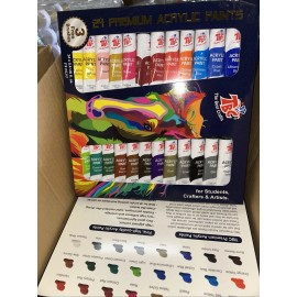 Shuttle Art 48pcs  Acrylic Paints 6 Brush Free Pigments Colors Kids Painting