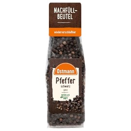 Ostmann Spices - Peppercorns Black | Unground Pepper | For Refilling the Shaker Can | Resealable Packaging | 50 g in Bag