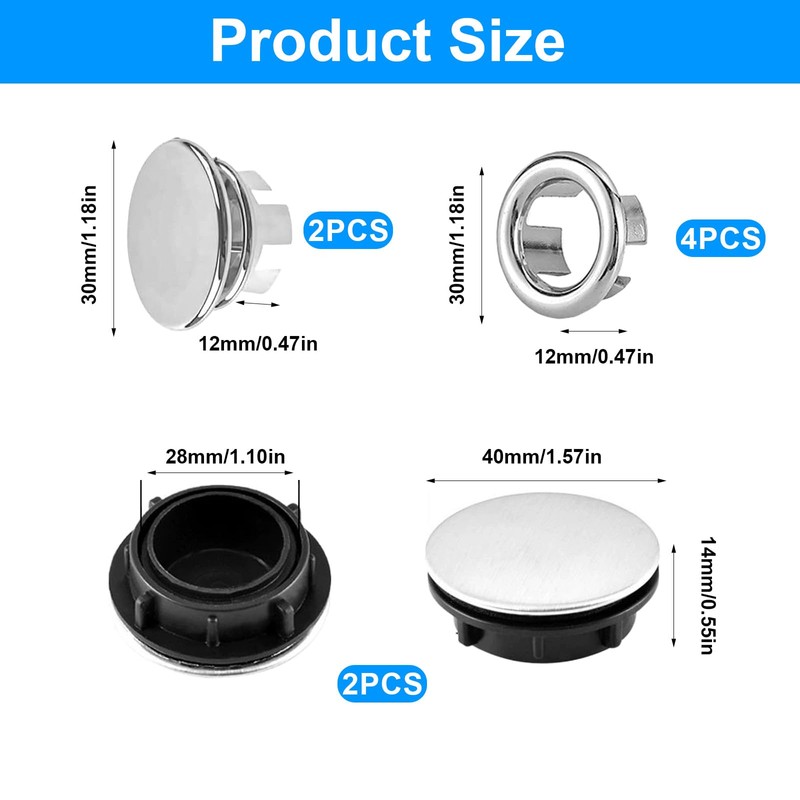 Pack of 10 Sink Overflow Covers, Round Universal Sink Overflow
