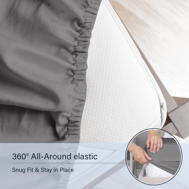 LuxClub King Fitted Sheet Bedding with 45cm Depth, Extra Deep