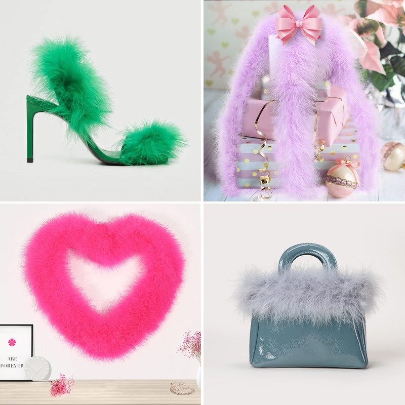 iHUFeather Marabou Feather Boa Natural Turkey Feathers 2 Yard 22g