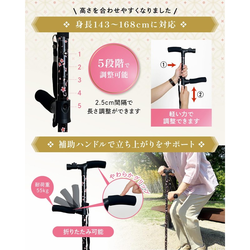 Hanakotoba Wand, 4 Legs for Women, Jointly Developed by Visiting