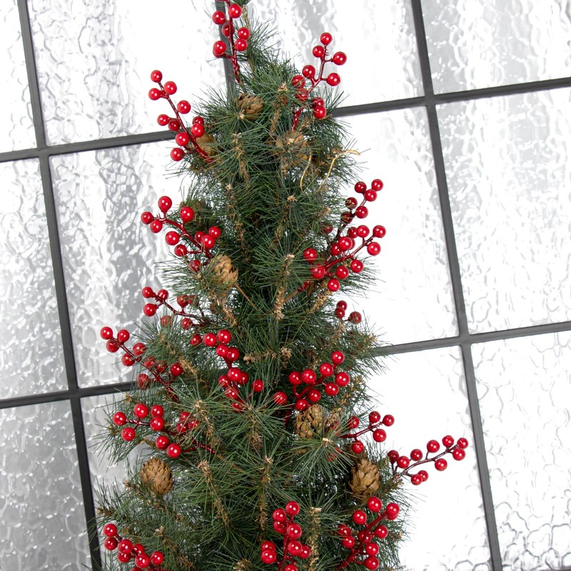LLZLL 32 Pack Christmas Tree Decorations, Artificial Red Berry Stems