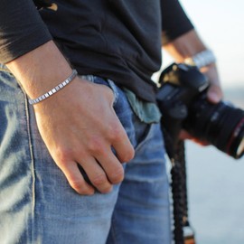 GAVU Men's 4mm Square Hematite Bead Bracelet for Men, Stone, Haematite