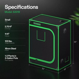 VIVOSUN Indoor Grow Tent Nontoxic Room High Reflective Mylar 30"x18"x36"