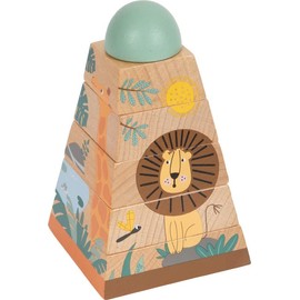 small foot Stapelturm "Safari" aus Holz, Motorikspielzeug zum Stapeln mit Tier-Motiven, für Kinder ab 12 Monaten, 12320