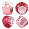 Cupcake Liners with Dome Lids 100Pack,Free-Air 3.5Oz Mini Foil Baking