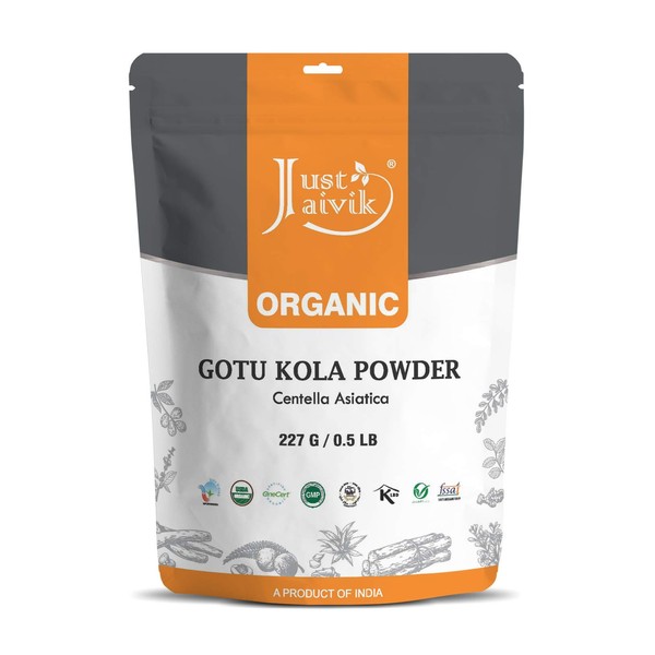 Just Jaivik 100% Organic Gotu Kola Powder, 1/2 Pound - 227g - USDA Organic - Centella Asiatica - Also Known as Mandupakarni Powder and Brahmi Powder)