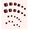 Morily Solid Burgundy Press on Toenails for Women, 24 Pcs